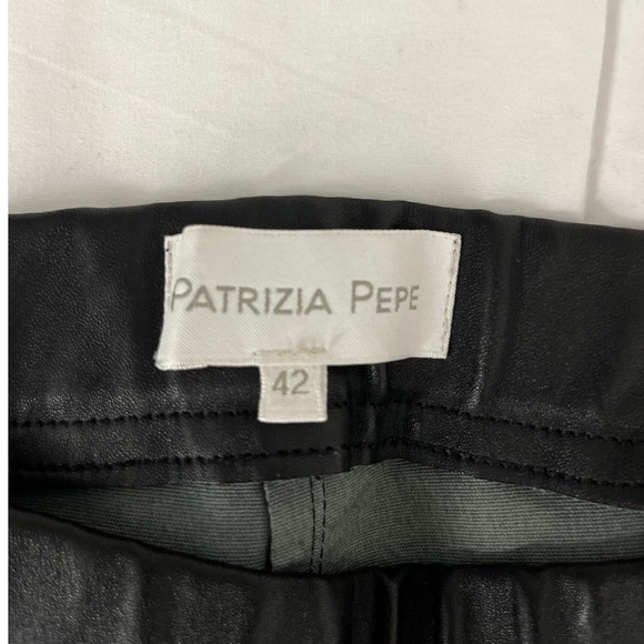 Patrizia Pepe‎ Minimalist Faux Leather Leggings Pull On Pants Black Size 6 - Picture 3 of 4